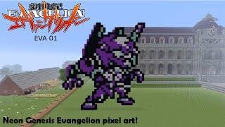 Minecraft: EVA 01 from Neon Genesis Evangelion! / Pixel Art! **Anime builds**