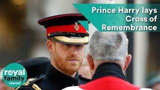 Prince Harry lays Cross of Remembrance at Westminster Abbey