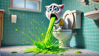 Kitten Vomits After Poisoned Ice Cream  #ai #catlover #cat #cartoon