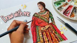 Draw with me || Mixed Media Illustration || Art Studio by Srabani