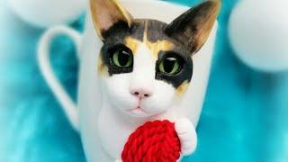 KUBEK 3D KOT MODELINA CAT POLYMER CLAY