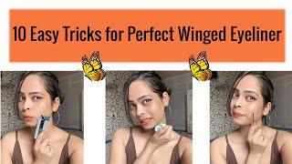 10 Easy Tricks for perfect Winged Eyeliner | Beginners Tutorials | Sonali Saxena |