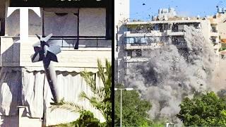 Moment Israeli bomb hits Lebanon building in major airstrike