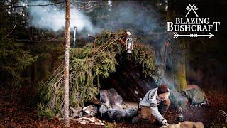 Building a heated BUSHCRAFT SHELTER in my Woodland / Start to Finish