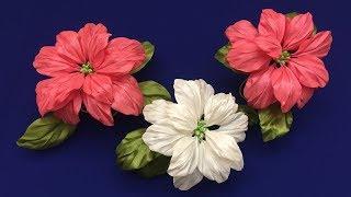 Ribbons Poinsettia.DIY/Estrella de Navidad hecha de cintas/Пуансеттия из лент