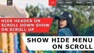 Online Tutorial for Hide Menu on Scroll Down and Show on Scroll Up in CSS and Javascript with Demo