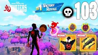 103 Elimination MILES MORALES Solo Vs Squads "Zero Build" Gameplay Win (Fortnite Chapter 6 Season 1)