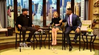 Kelly Ripa - hot skirt & takes off high heels - February 11, 2015