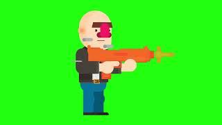 СТРЕЛЯЮЩИЙ МУЛЬТ ЧЕЛОВЕК на ЗЕЛЕНОМ ФОНЕ ФУТАЖ / SHOOTING MAN CARTOON GAME on GREEN SCREEN