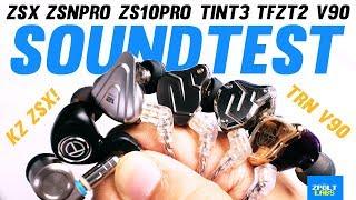  KZ ZSX SOUNDTEST  vs ZS10 PRO vs TRN V90 vs ZSN PRO vs TFZ T2 vs TIN T3