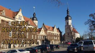 Gehen .  Deutschland .   Stadt Riesa.  Januar 2024. Прогулка . Германия .  Город Riesa .