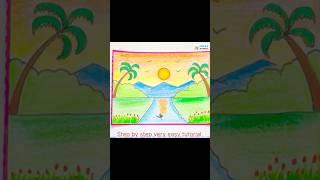 Easy step by step scenery tutorial  #shortvideo #cartoon #anaya