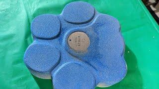 Personalized Paw Print Stepping Stones time lapse with reveal, blue - Cement Art