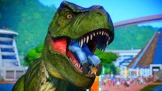 T Rex vs Spinosaurus Breakout & Fight - Jurassic World Evolution Dinosaurs Fighting