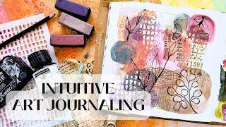 Abstract Art Journal Page with Mixed Media, Collage & Markmaking