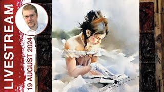 Monday Livestream 42: Girl with a Book (Watercolor Portrait Demo)