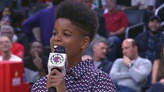 Watch 10-Year-Old Boy Shock Everyone With Incredible Voice at Basketball Game