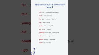 Прилагательные на английском (часть 2) | Лексика A1