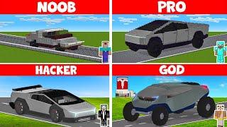 Minecraft NOOB vs PRO vs HACKER vs GOD - TESLA CYBERTRUCK CAR HOUSE BUILD CHALLENGE