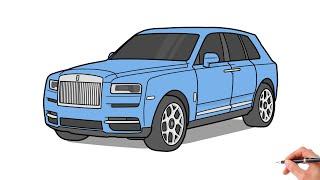 How to draw a ROLLS ROYCE CULLINAN / drawing Rolls-Royce Cullinan black badge 2019 car