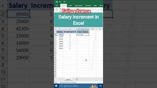 Salary Increment in Excel #excel #excavator #excelshortcuts #exceltricks #guru #spreadsheet #shorts