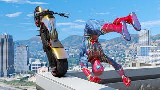 GTA 5 Iron SPIDERMAN Bike Ragdolls Compilation (Euphoria Physics Showcase) Ep 36