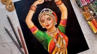 part 2,classical dance drawing with oil pastel, dancing girl drawing