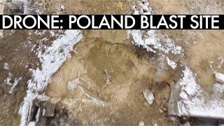 DRONE: Huge crater after missile strike on a Polish village close to Ukraine border that killed two