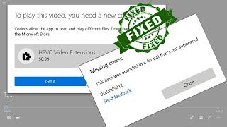 FIX -This item was encoded in a format that's not supported | 0xc00d5212 error | HEVC install