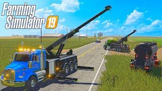 Wreckers Save Semi Truck Stuck in Ditch! (FS19 RP)