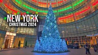 New York City Christmas 2024 4K Manhattan Christmas Ambience NYC 5th Avenue Rockefeller Center Tree