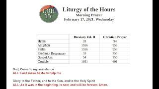 Liturgy of the Hours Morning Pray Feb 17