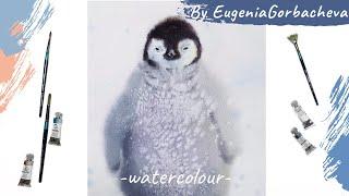 Salt and Watercolor, what is the result? How to paint a penguin | Painting with animals