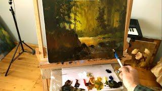 How to Paint a Landscape in an easy way for beginners. Working with a landscape brush