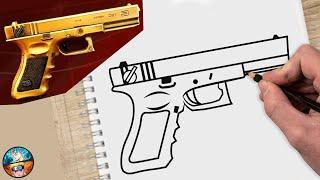 HOW TO DRAW PISTOL FREE FIRE FF DRAWING GUN PISTOL EASY STEP BY STEP - Gambar Free fire