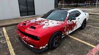 Wrapping a Challenger using a Custom Design Wrap! Full Video!