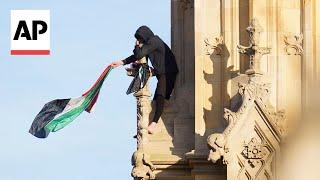 Man holding Palestinian flag climbs London's Big Ben