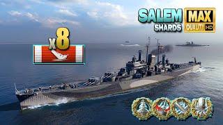 Крейсер Salem: 8 уничтоженных кораблей на карте Shards - World of Warships