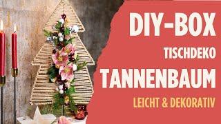  DIY-Box für Weihnachten: Kreative Tischdeko mit Tannenbaum aus Raffia für Ihr Zuhause 