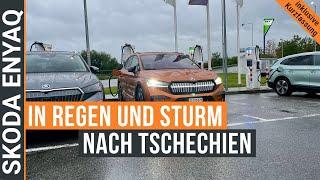 Unterwegs zu Skoda nach Mlada Boleslav - Mit dem ENYAQ durch Regen und Sturm