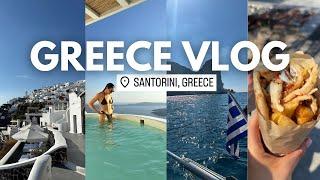 SANTORINI GREECE TRAVEL VLOG: hiking from Fira to Oia, boat trip, travel tips from JFK NYC to ATH