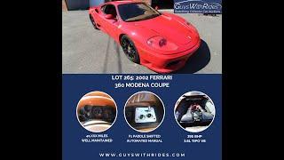 2002 Ferrari 360 Modena Coupe Walk-Around and Drive.  Watch this Video and Place Your Bid!