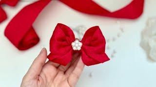 Hair bow tutorialEasy way to make cute Bow Hair Clip out of ribbon/No Sew #ribbonbows