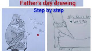 father & daughter heart touching drawing || How to draw father and daughter- step by step #drawing