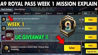 A9 Royal Pass Week 1 Mission Explain | Bgmi A9 Rp Mission Explain | Bgmi Rp Mission