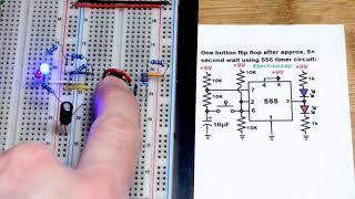 One push button switch flip flop toggle using 555 timer learning electronics circuit by Electronzap