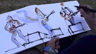 Little Quirks with almost finished artist sketch, Port Fairy Folk Festival, 08/03/25