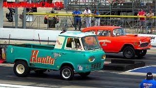 Old school muscle cars 60s GASSERS drag racing at Byron Dragway