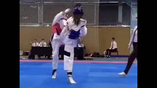 Taekwondo girl facekick all around