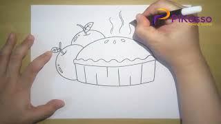 Apple Pie for Thanksgiving Easy Drawing Tutorial